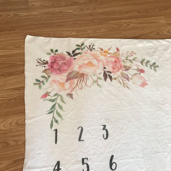 Floral Baby Milestone Blanket - Track Your Baby's Growth With Style - 38"x52" - - Picture 6 of 7
